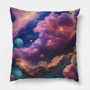 Mystical Nebula Planets Clouds Pillow