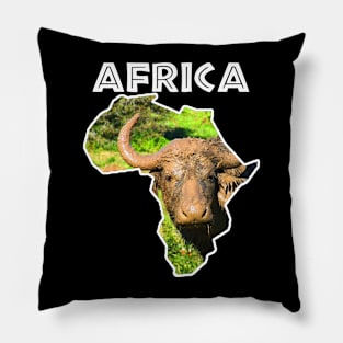 African Wildlife Continent Muddy Buffalo Pillow