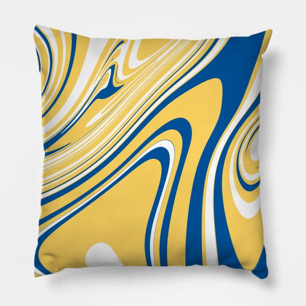 Blue Yellow Colors Marble Pattern Swirl Design Abstract Art Background Pillow by anijnas