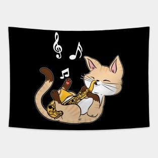 Saxophone Music Cat T-Shirt Funny Pet Gift Idea Tapestry