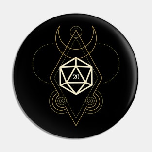 Esoteric Polyhedral D20 Dice Tarot Five Pin