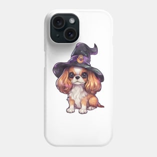 Watercolor Cavalier King Charles Spaniel Dog in Witch Hat Phone Case