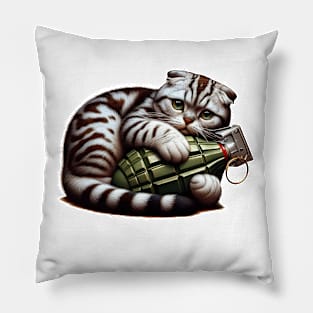 Cat and Grenade Pillow