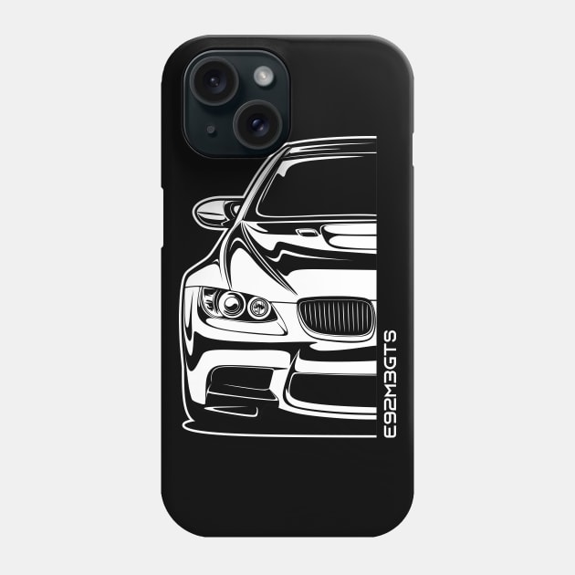 E92 M3 GTS (White Print) Phone Case by idrdesign