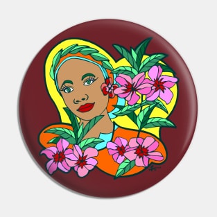 Pink Floral Portrait Pin