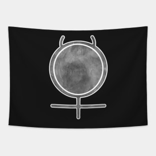 Mercury Astronomical Symbol (Black and White) Tapestry