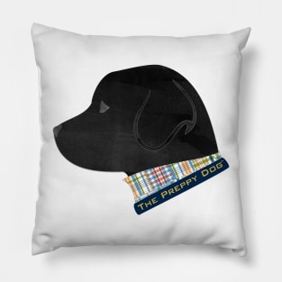 Preppy Madras Black Labrador Retriever Silhouette Pillow