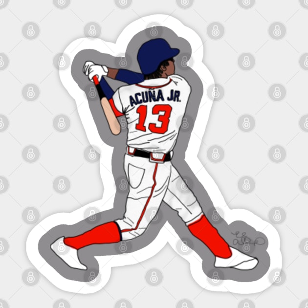 Acuna Jr. Contour Digital Drawing - Baseball - Sticker