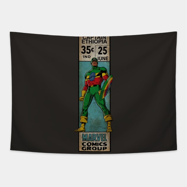 Captain Ethiopia corner box Tapestry by ThirteenthFloor