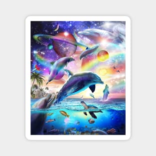 Space Dolphin Galaxy Dolphins Rainbow Magnet