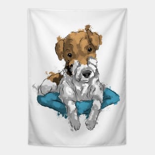 Cute wire fox terrier Tapestry