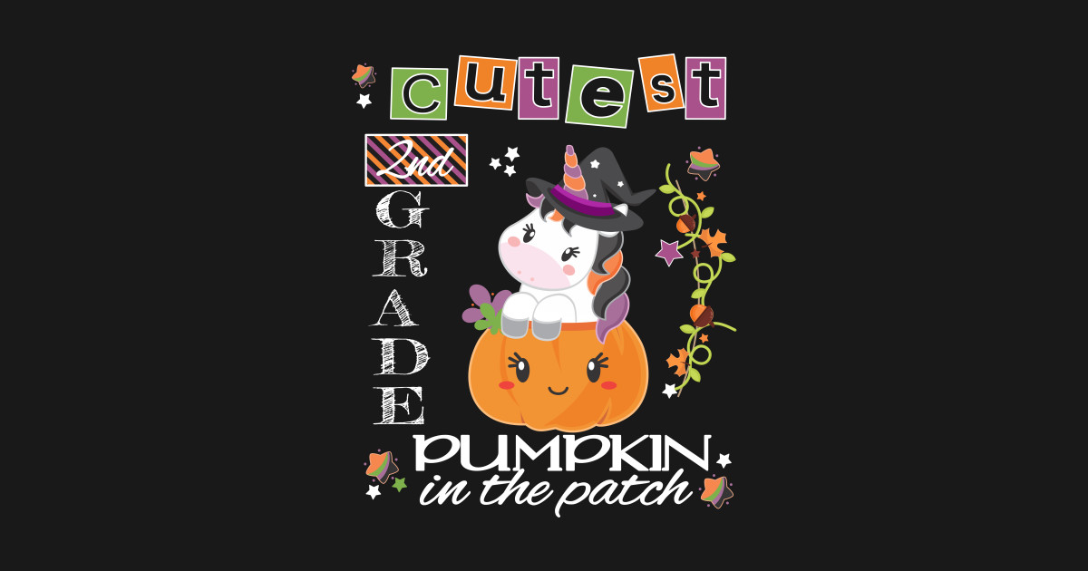 Second Grade Halloween Unicorn Cutest Pumpkin Student Kids