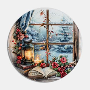 fantasy winter starry night window Pin