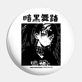 Goth Grunge Anime Girl Manga Aesthetic Japanese Streetwear Black and White Pin