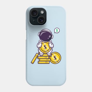 Cute Astronaut Sitting On Gold Coin Cartoon Phone Case