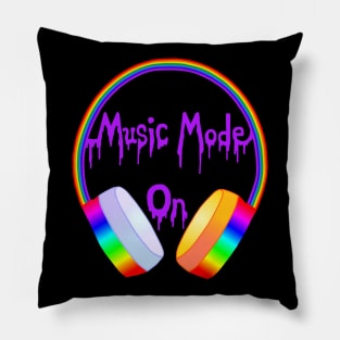 Music Mode On Rainbow Headphones Pillow