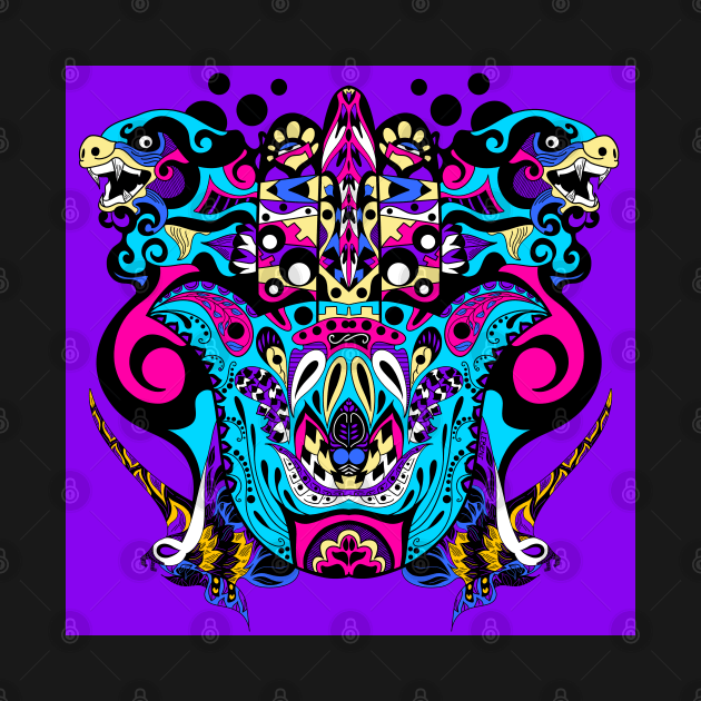 dogs and moths in mandala madness kaiju wallpaper vector art by jorge_lebeau