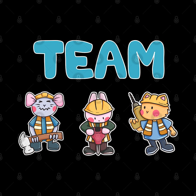 Team Construction Workers Mouse Rabbit Cat Gift by fansinn