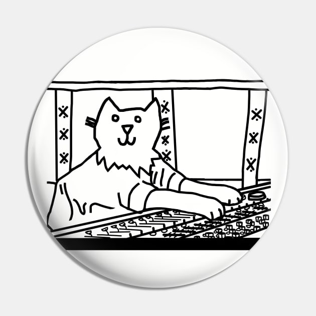 Music Producer Cat Line Drawing Pin by ellenhenryart