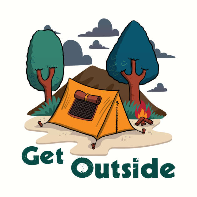 Get Outside - Camping Tent Outdoors Mountains by OldPineTees