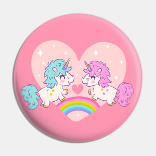 Cute unicorns with rainbow for Valentine's day Pin