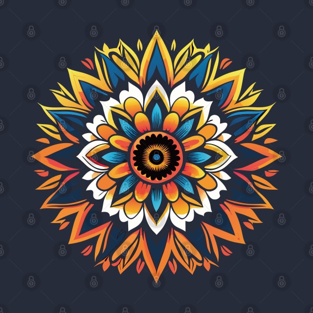 Vibrant Floral Fusion: Colorful Geometric Flower Art by linann945