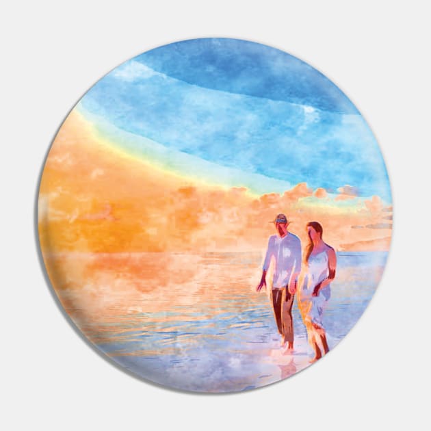 Couples wedding on beach Oil Painting Art Pin by Aziz