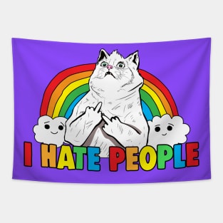 Fluff Off Rainbow Cat Hates People Tapestry