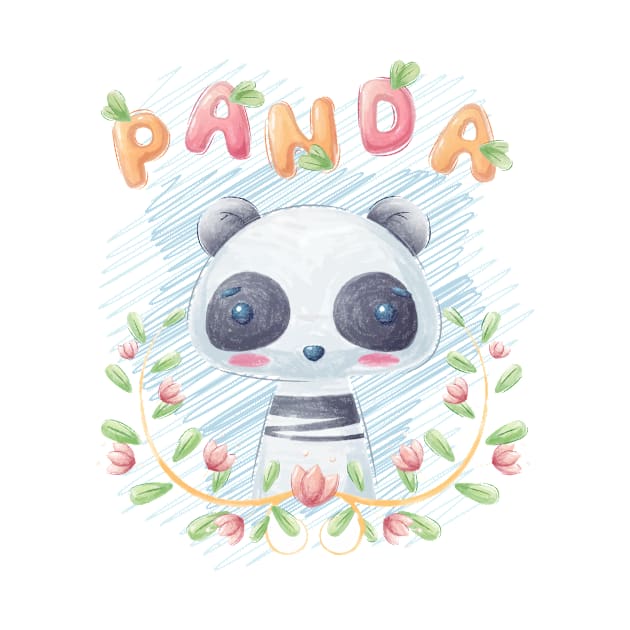 Cute Panda Leaf Kawaii Cartoon Animals by sorashop