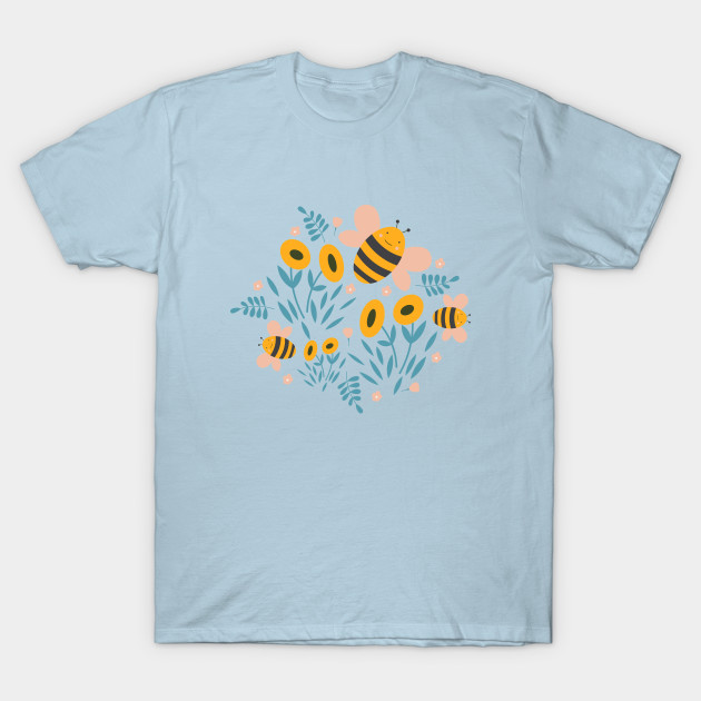 Disover Cute Bee and Flowers - Bee - T-Shirt