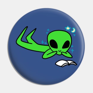 Alien Reading a Book Pin