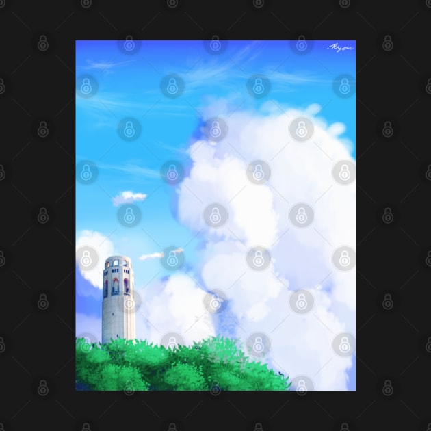 SF Coit Tower Scenery - Calming Anime Background Scene by DotNeko