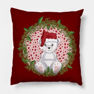 Lil' Polar Bear in a Wreath Pillow