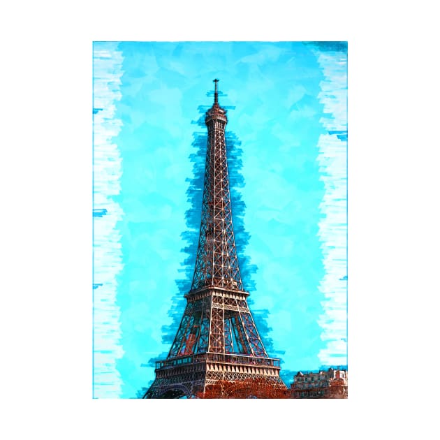 Eiffel Tower Paris Clear Blue Sky. For Eiffel Tower & Paris Lovers. by ColortrixArt