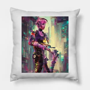 Cyberpunk City Full Scale AI Pillow