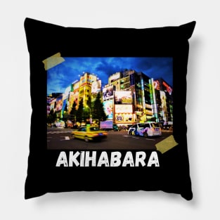 akihabara neon anime city Pillow