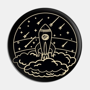 Vintage styled spaceship launch Pin