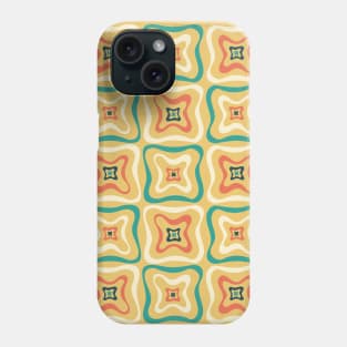 Retro Groovy Pattern in blue, orange and yellow 4 Phone Case