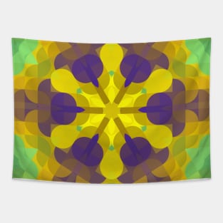 Retro Mandala Flower Yellow Purple and Green Tapestry