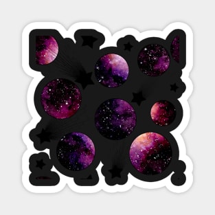 Watercolor Dark Circles, Stars and Galaxy Magnet