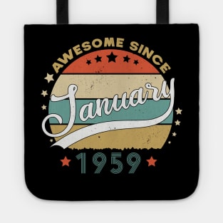 Awesome Since january 1959 Birthday Retro Sunset Vintage Funny Gift For Birthday Tote