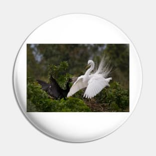 Opinions are voiced - Great Egret Pin