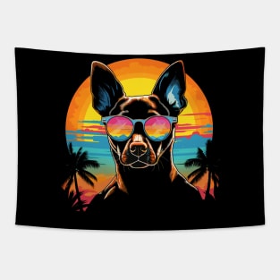 Retro Wave Basenji Dog Shirt Tapestry