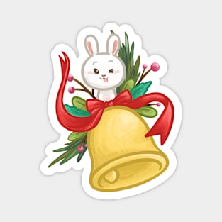 Bunny Christmas Bell Magnet