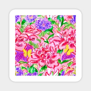 Modern chinoiserie flowers and butterflies Magnet