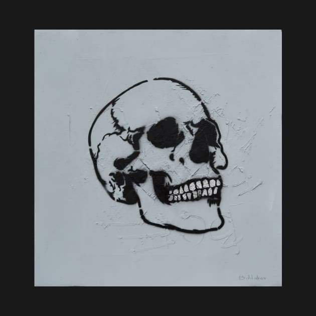 Skull with silver teeth (Skull Spray Art) skull merch by Dmitry_Buldakov