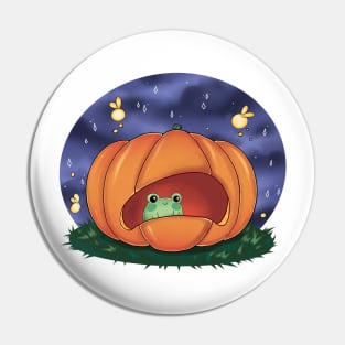 Spooky season frog in a pumpkin Pin