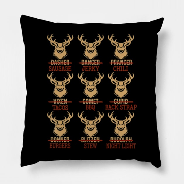 Christmas Deer Bow Hunting Santa Men Women Pillow by marchizano