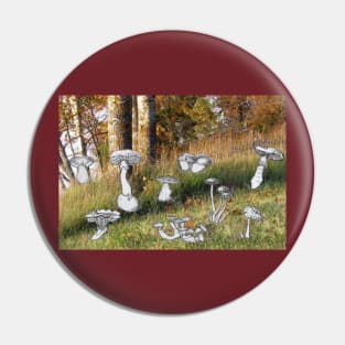 Mushrooms in Forest Glade Pin