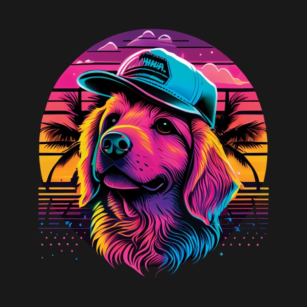 Golden retriever in cap by GreenMary Design